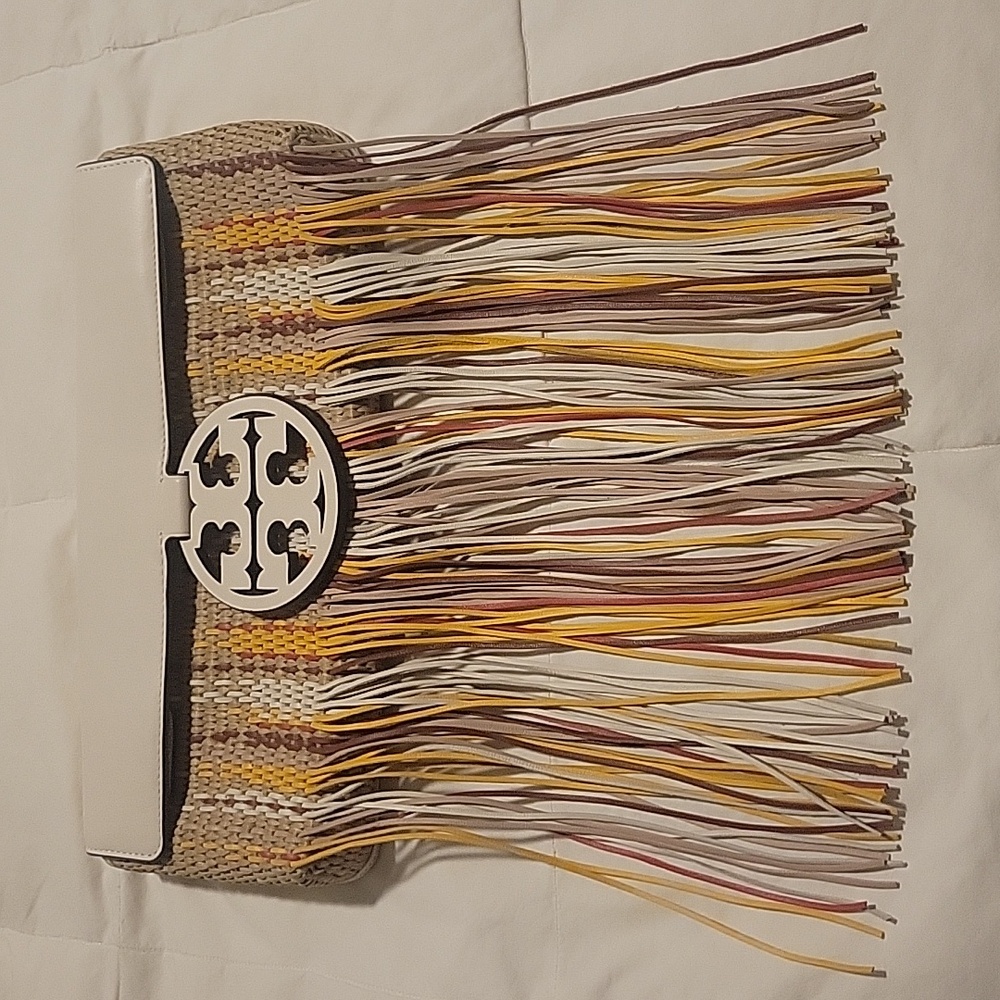 Tory Burch Miller Woven Fringe Clutch